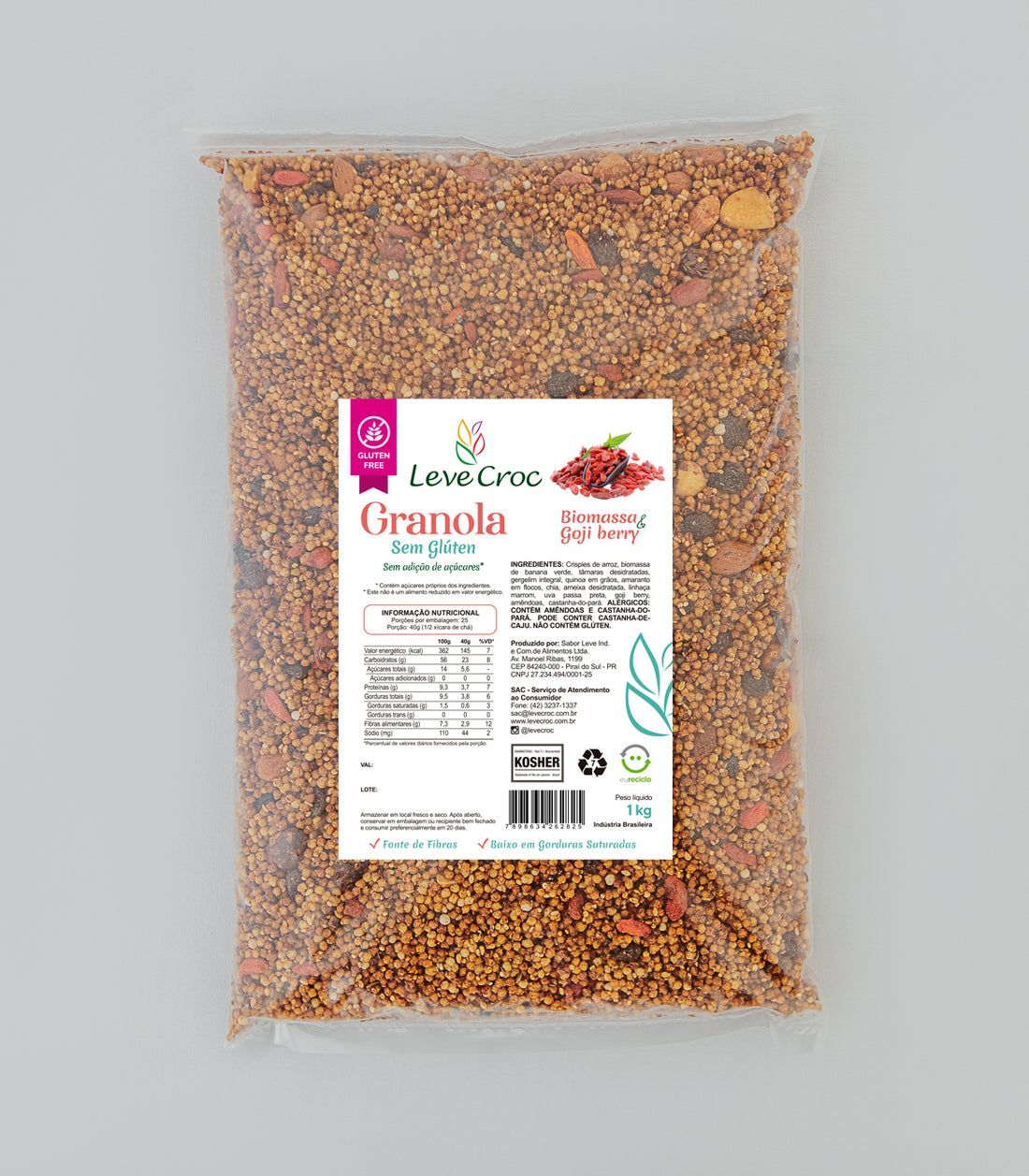Granola sem Adição de Açúcar Biomassa e Goji Berry